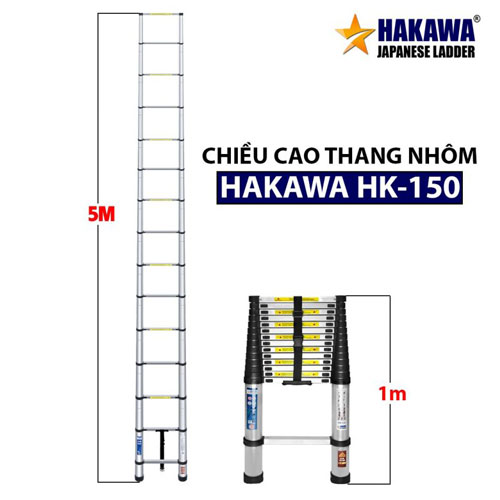 Thang Nhôm Rút Gọn Đơn Hakawa HK-150 (5m) 